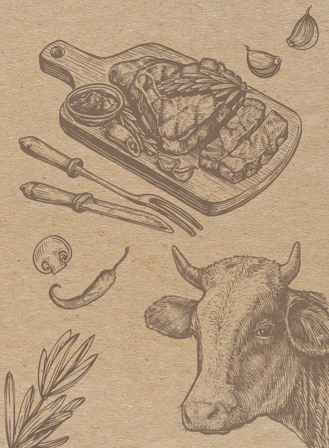 Carnes do Bengo brand illustration pattern